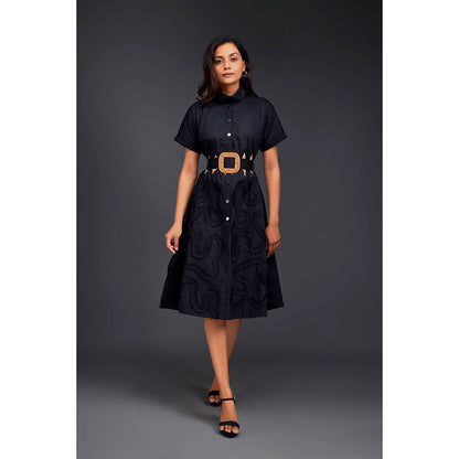 Deepika Arora A Line Button Down Dress with Belt (Set of 2)