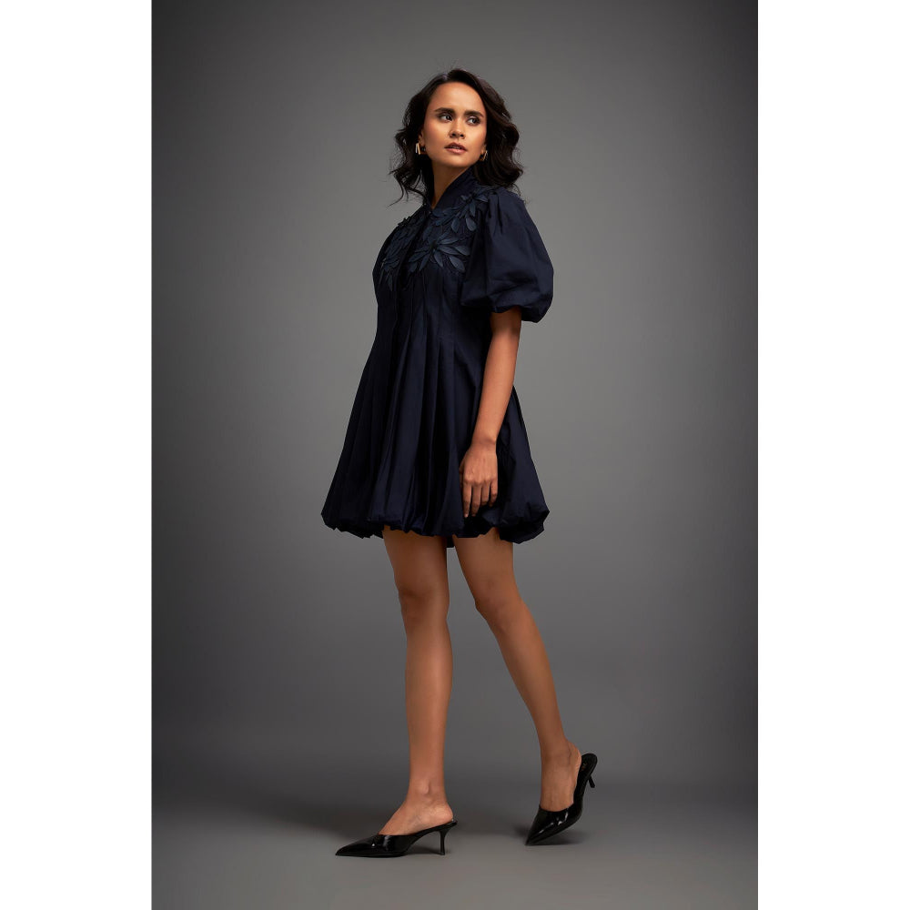 Deepika Arora Navy Blue Puff Sleeves Mini Dress