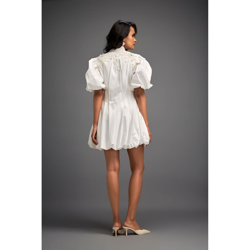 Deepika Arora White Puff Sleeves Mini Dress