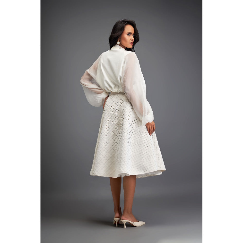 Deepika Arora Womens Self Design White Skirt