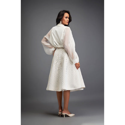 Deepika Arora Womens Self Design White Skirt