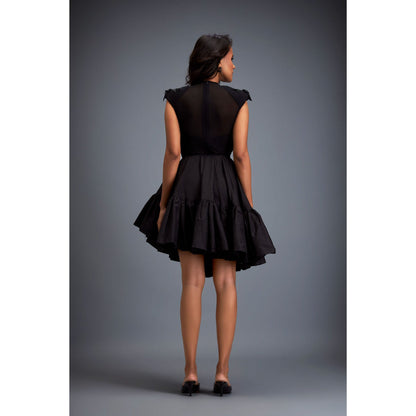 Deepika Arora Womens Black Top With Skirt (Set of 2)