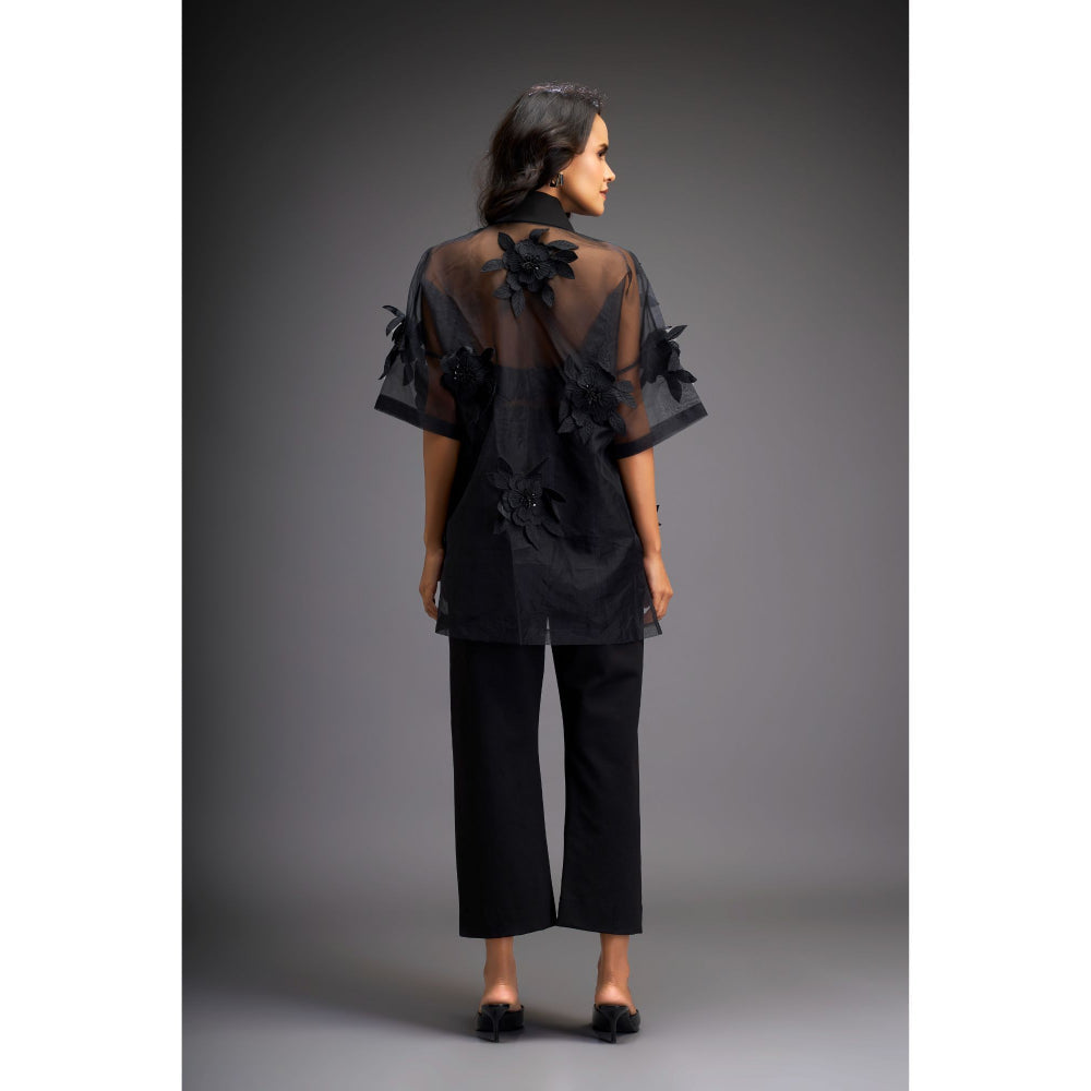 Deepika Arora Womens Black Shirt With Pant And Bustier (Set of 3)