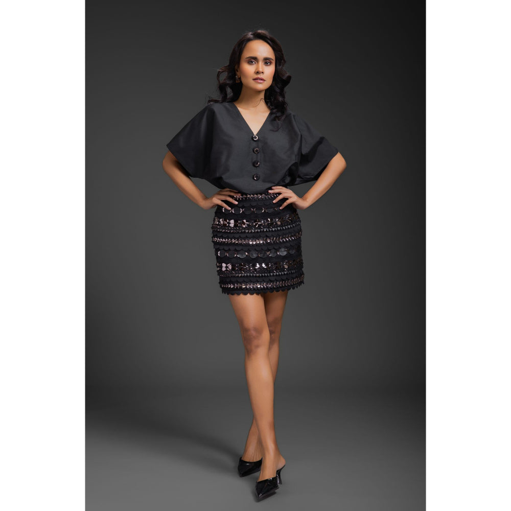 Deepika Arora Black Embellished Skirt