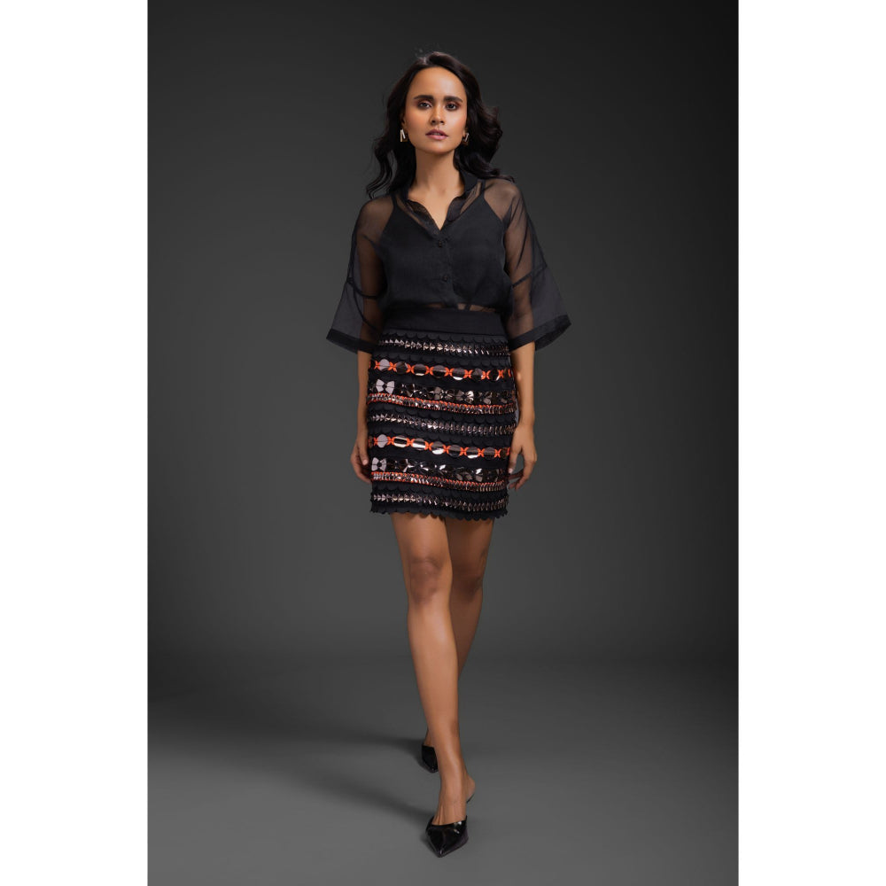 Deepika Arora Women Black Embellished Skirt