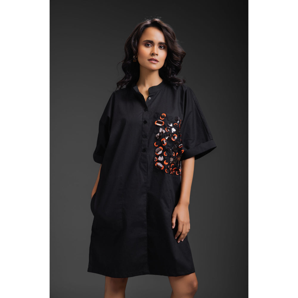 Deepika Arora Womens Black Knee Dress