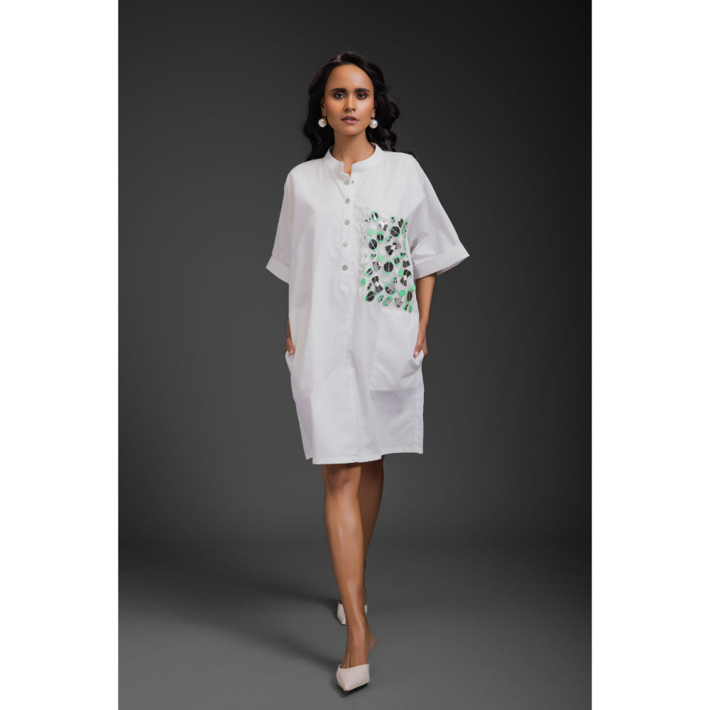 Deepika Arora Womens White Knee Dress