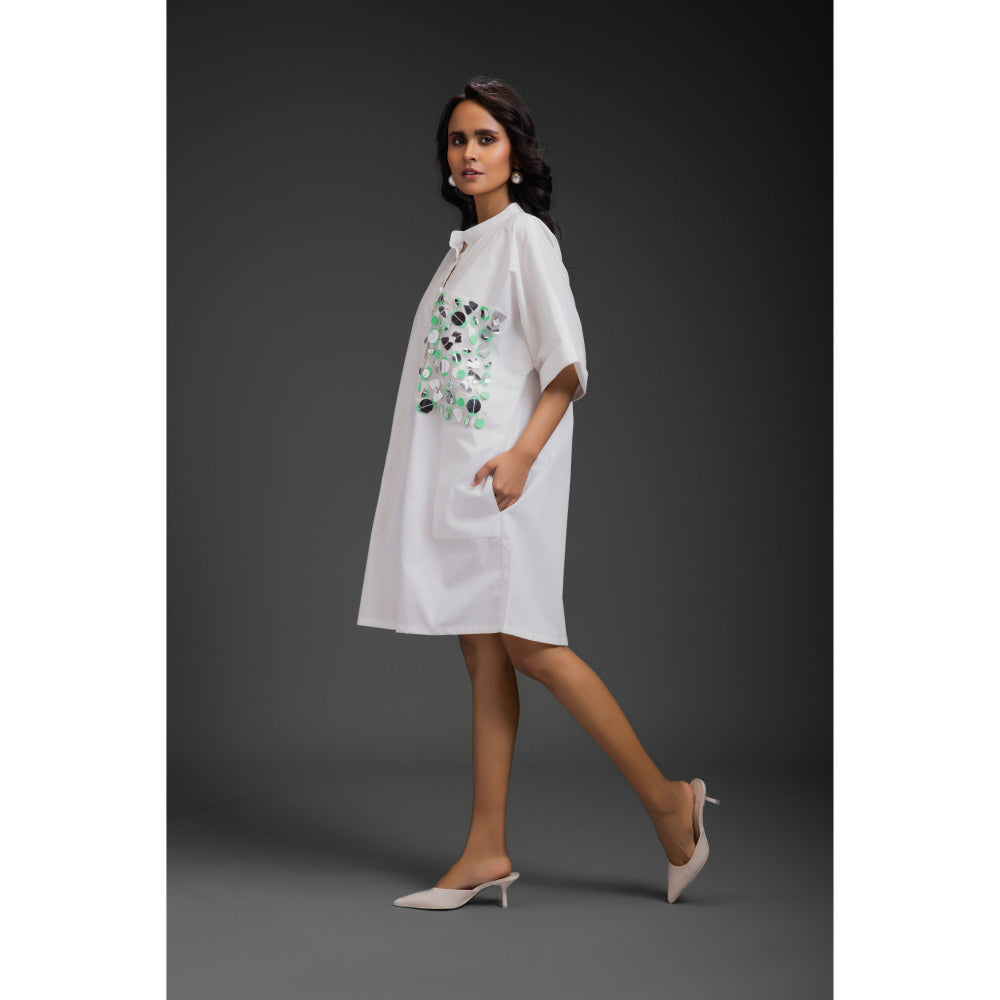 Deepika Arora Womens White Knee Dress