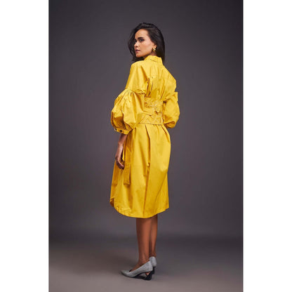 Deepika Arora Yellow Dress with Belt (Set of 2)