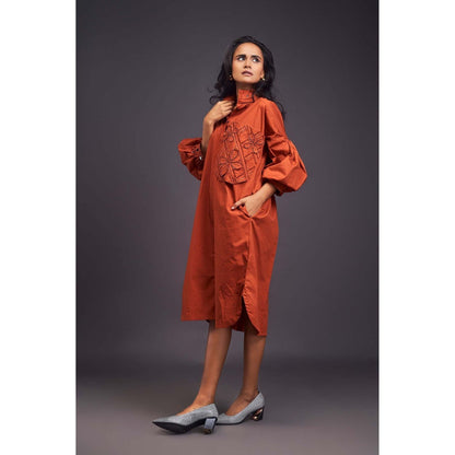 Deepika Arora Embroidered Rust Dress