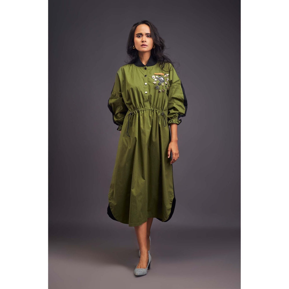 Deepika Arora Colo Block Green Dress