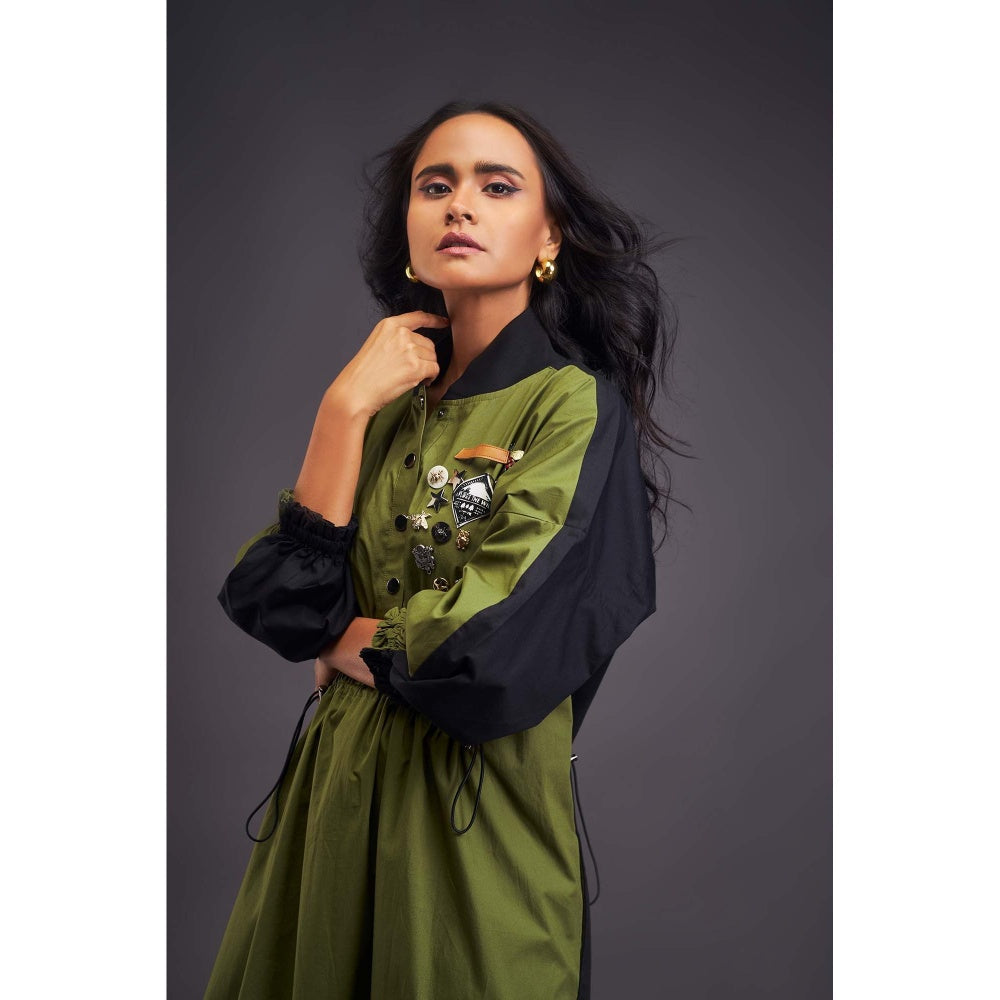 Deepika Arora Colo Block Green Dress