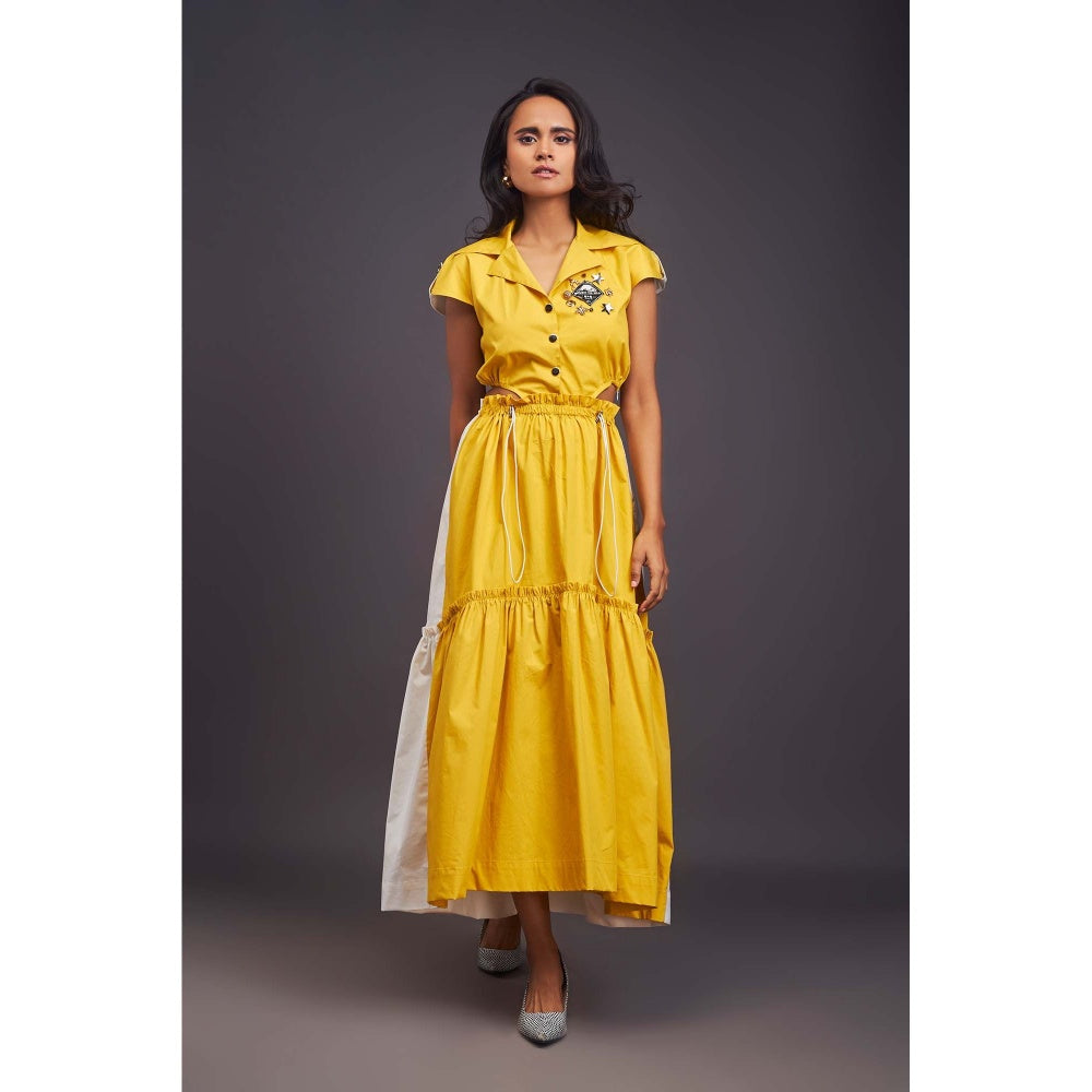 Deepika Arora Colo Block Yellow Dress