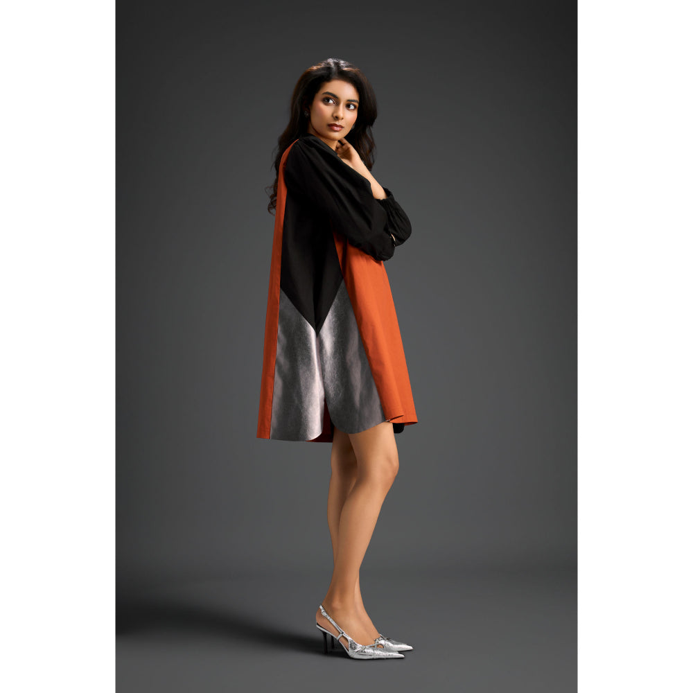 Deepika Arora Womens Colorblock Rust Dress