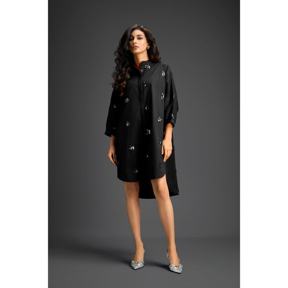 Deepika Arora Womens Embellished Black Dress