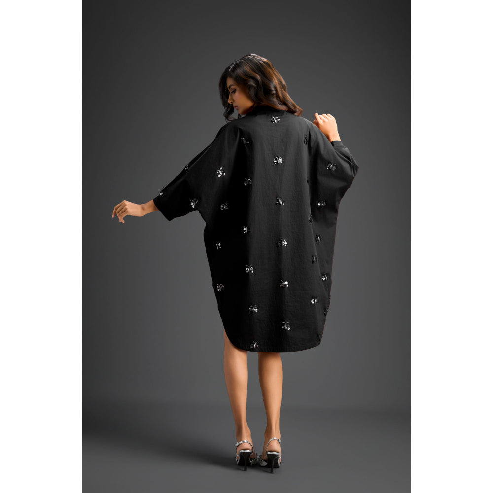 Deepika Arora Womens Embellished Black Dress