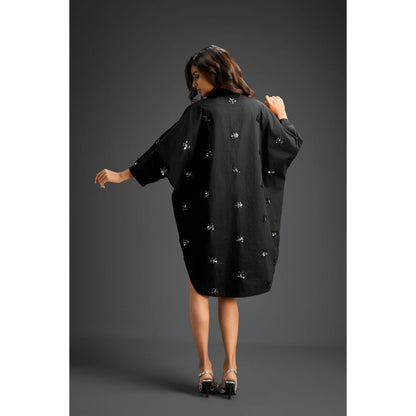 Deepika Arora Womens Embellished Black Dress