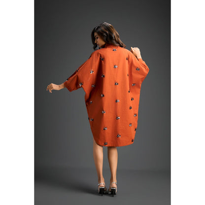 Deepika Arora Womens Embellished Rust Dress