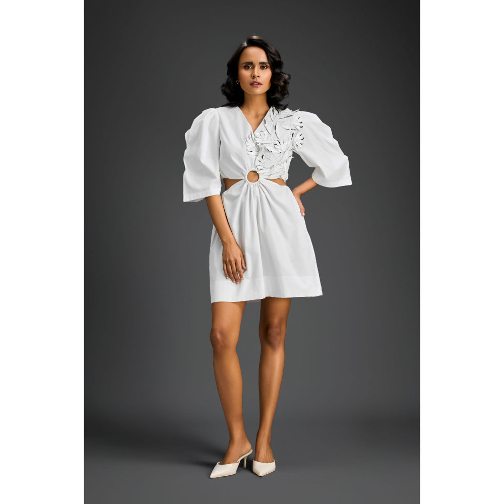 Deepika Arora Womens Embellished White Dress