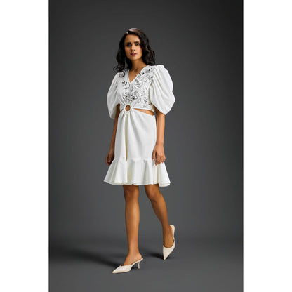 Deepika Arora Womens Embroidered White Dress