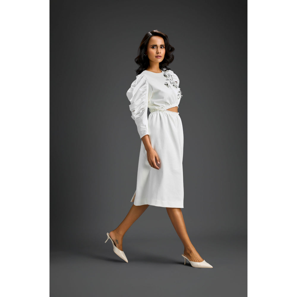 Deepika Arora Womens Embroidered White Dress