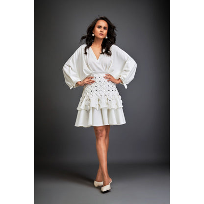 Deepika Arora Womens Embroidered White Dress