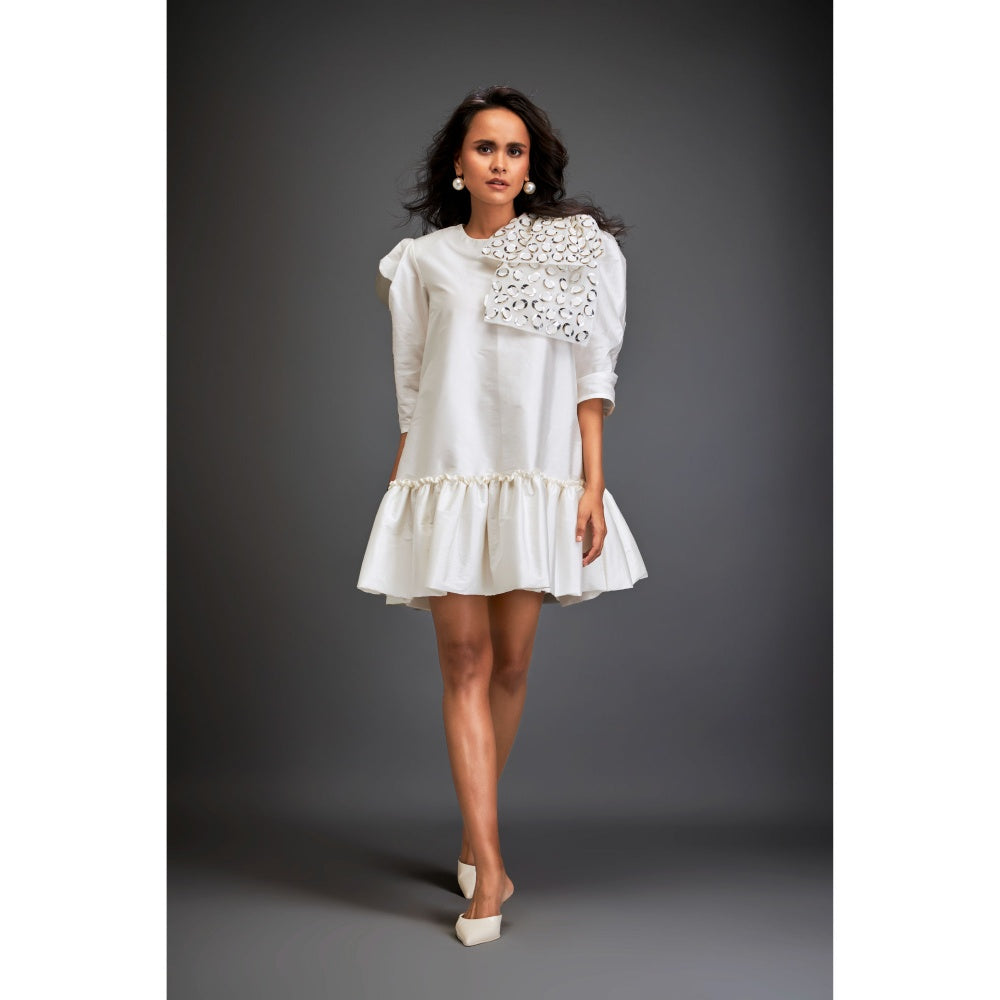 Deepika Arora Womens Embellished White Dress