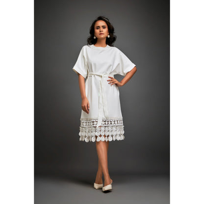 Deepika Arora Womens Embroidered White Dress Belt (Set of 2)