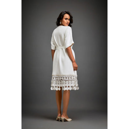 Deepika Arora Womens Embroidered White Dress Belt (Set of 2)