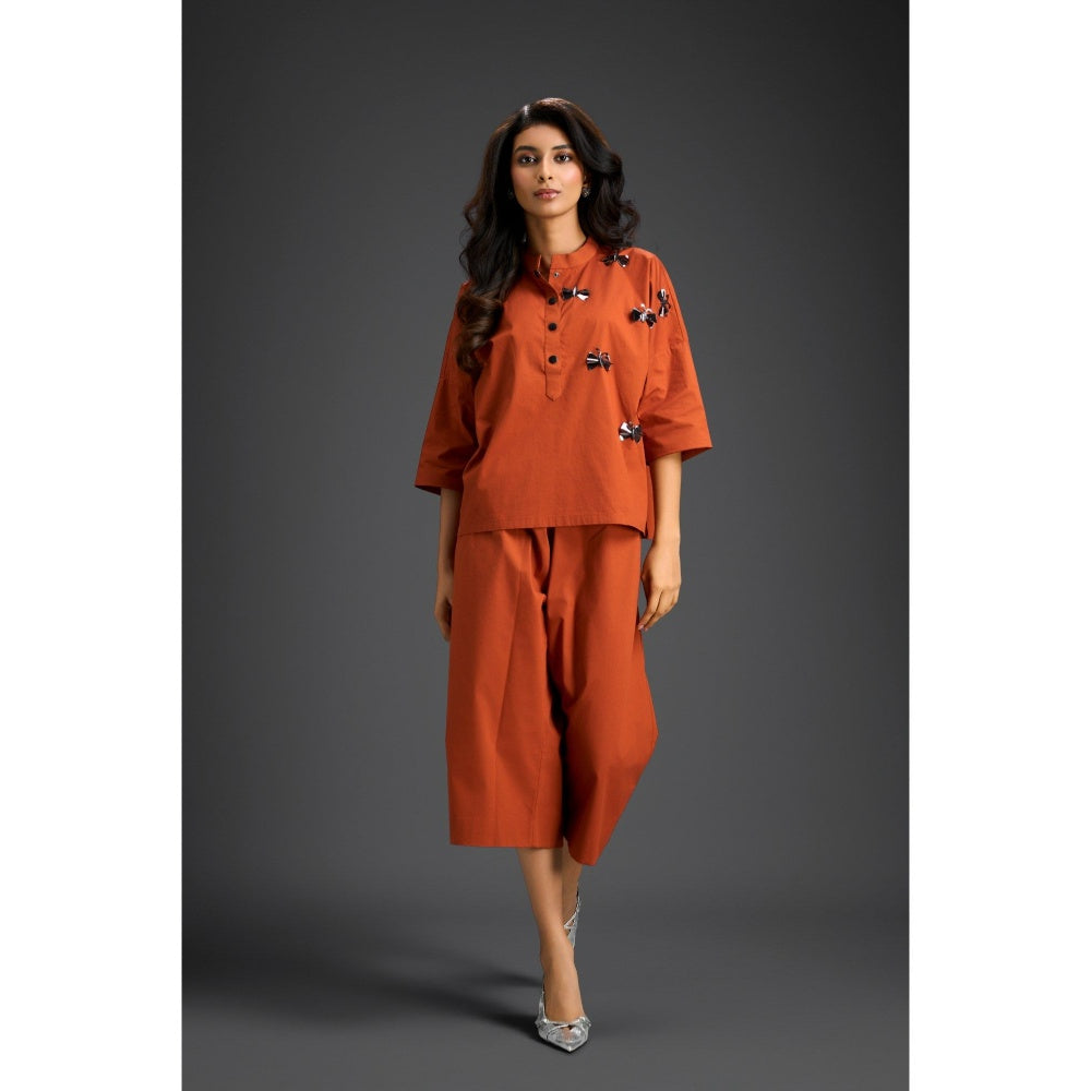 Deepika Arora Rust Embellished/Sequined Co-Ord (Set of 2)