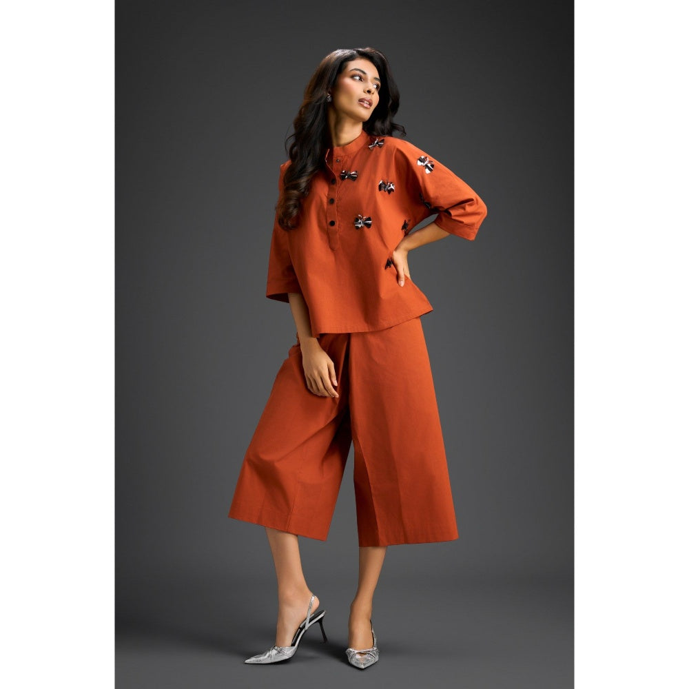 Deepika Arora Rust Embellished/Sequined Co-Ord (Set of 2)