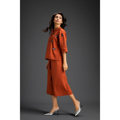Deepika Arora Rust Embellished/Sequined Co-Ord (Set of 2)