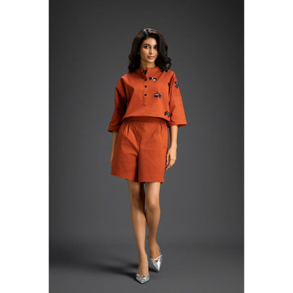 Deepika Arora Rust Embellished/Sequined Co-Ord (Set of 2)