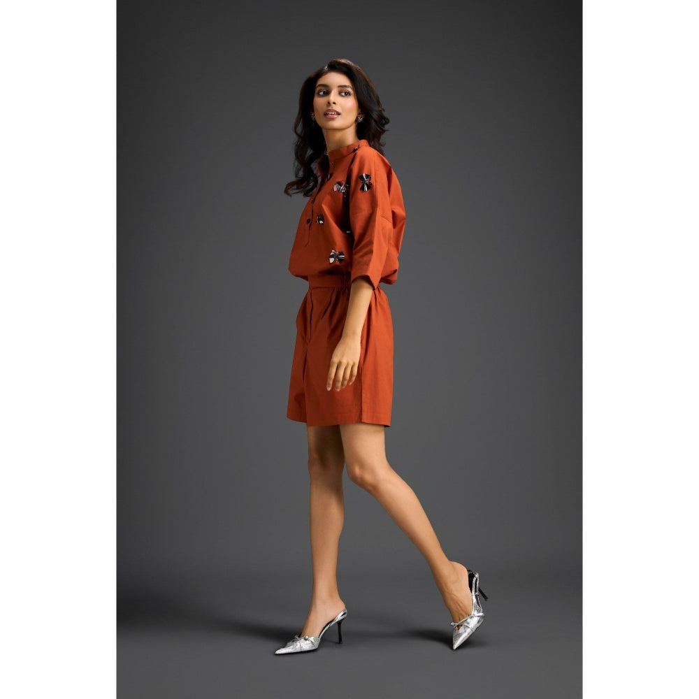 Deepika Arora Rust Embellished/Sequined Co-Ord (Set of 2)