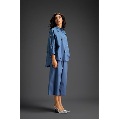 Deepika Arora Blue Embellished/Sequined Co-Ord (Set of 2)