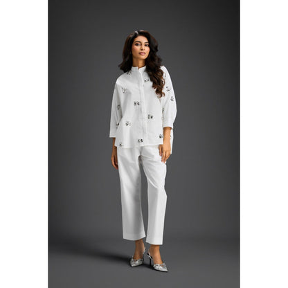 Deepika Arora White Embellished/Sequined Co-Ord (Set of 2)