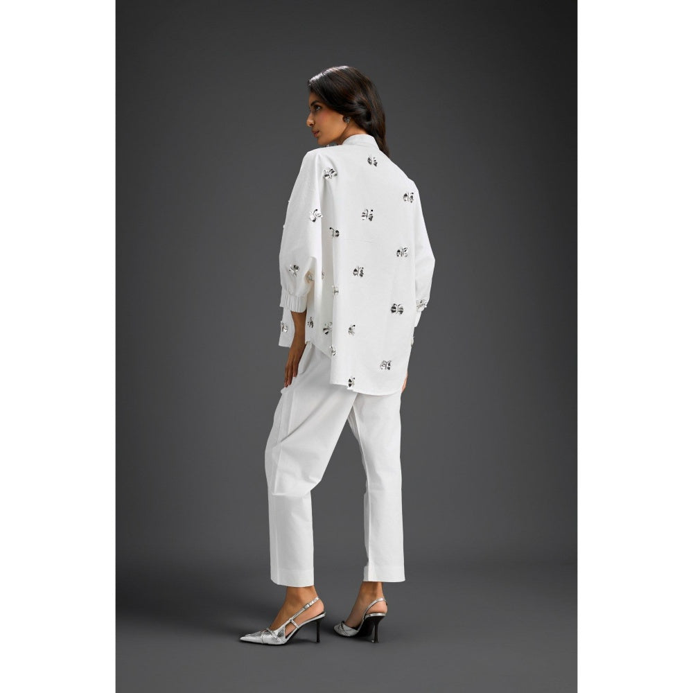 Deepika Arora White Embellished/Sequined Co-Ord (Set of 2)