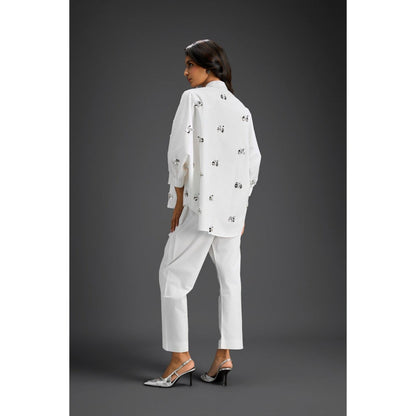 Deepika Arora White Embellished/Sequined Co-Ord (Set of 2)