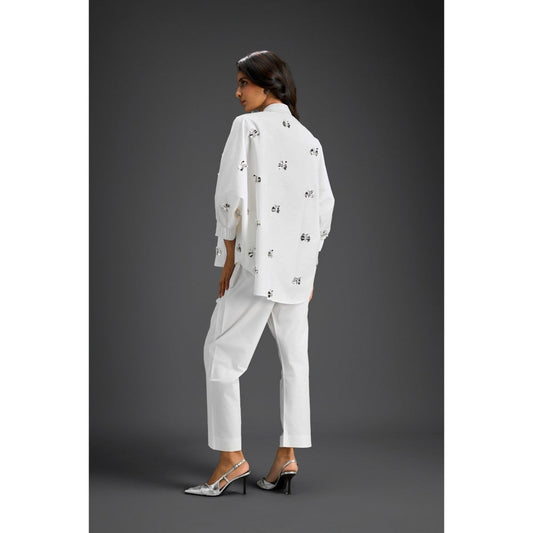 Deepika Arora White Embellished/Sequined Co-Ord (Set of 2)