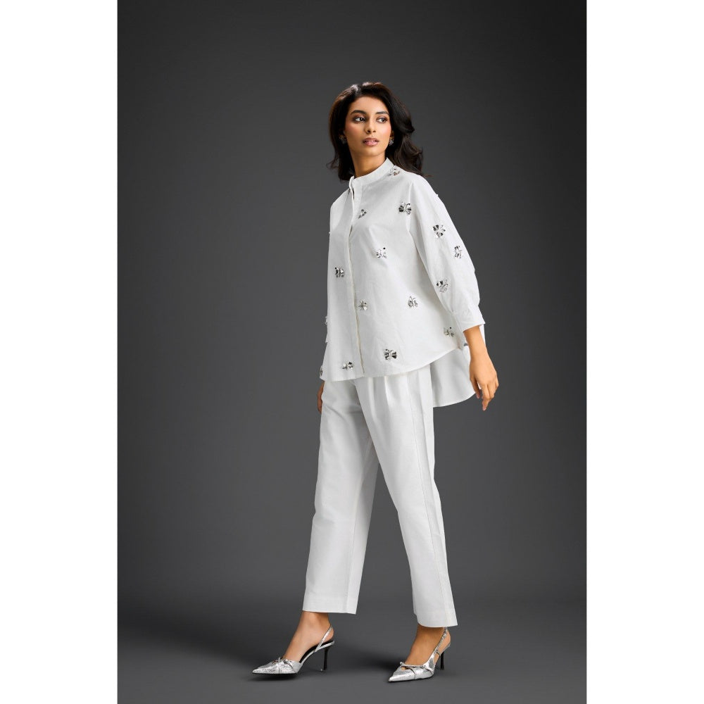 Deepika Arora White Embellished/Sequined Co-Ord (Set of 2)