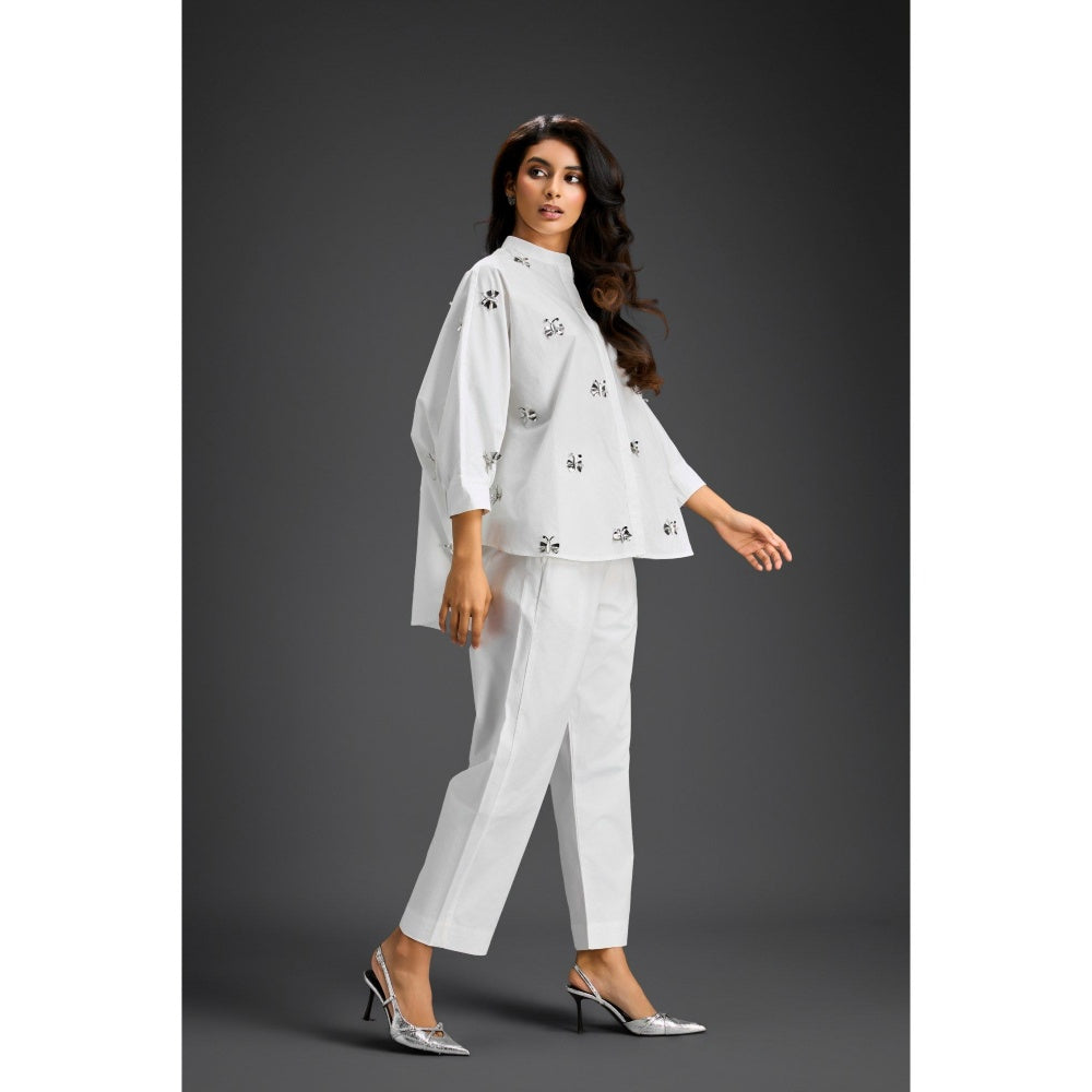 Deepika Arora White Embellished/Sequined Co-Ord (Set of 2)