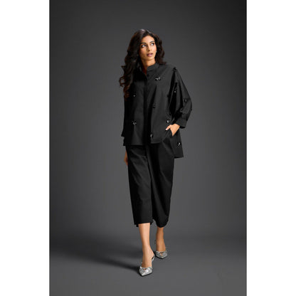 Deepika Arora Black Embellished/Sequined Co-Ord (Set of 2)