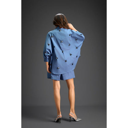 Deepika Arora Blue Embellished/Sequined Co-Ord (Set of 2)