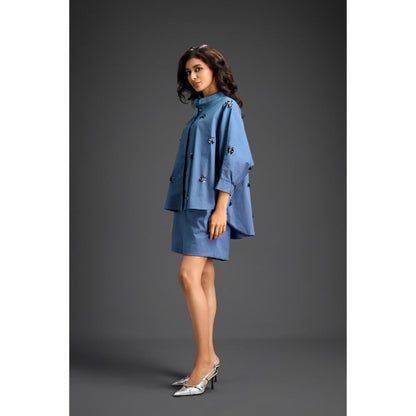 Deepika Arora Blue Embellished/Sequined Co-Ord (Set of 2)