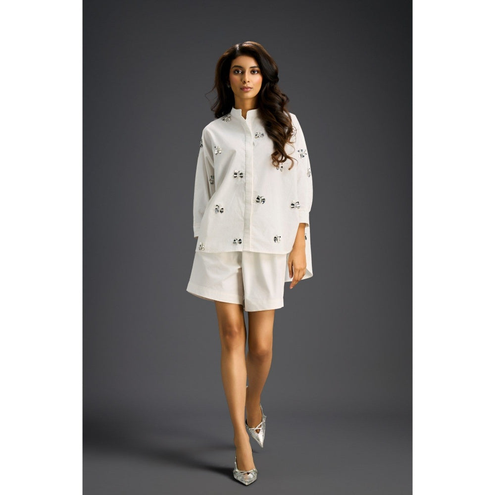 Deepika Arora White Embellished/Sequined Co-Ord (Set of 2)