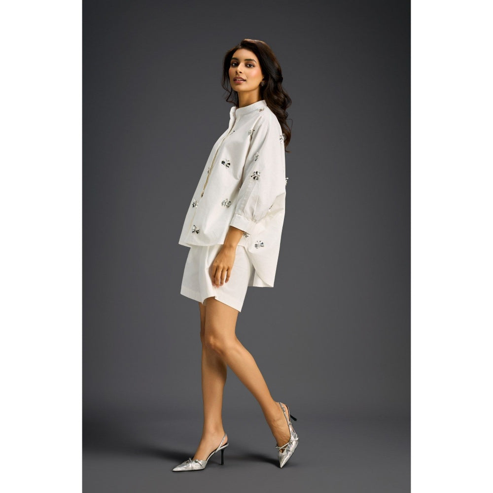 Deepika Arora White Embellished/Sequined Co-Ord (Set of 2)