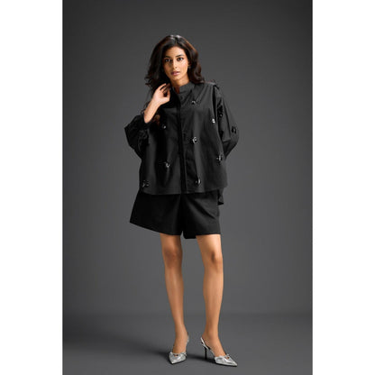 Deepika Arora Black Embellished/Sequined Co-Ord (Set of 2)