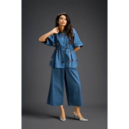 Deepika Arora Blue Embellished/Sequined Co-Ord (Set of 2)