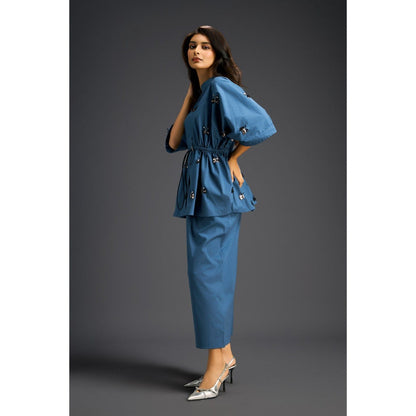 Deepika Arora Blue Embellished/Sequined Co-Ord (Set of 2)