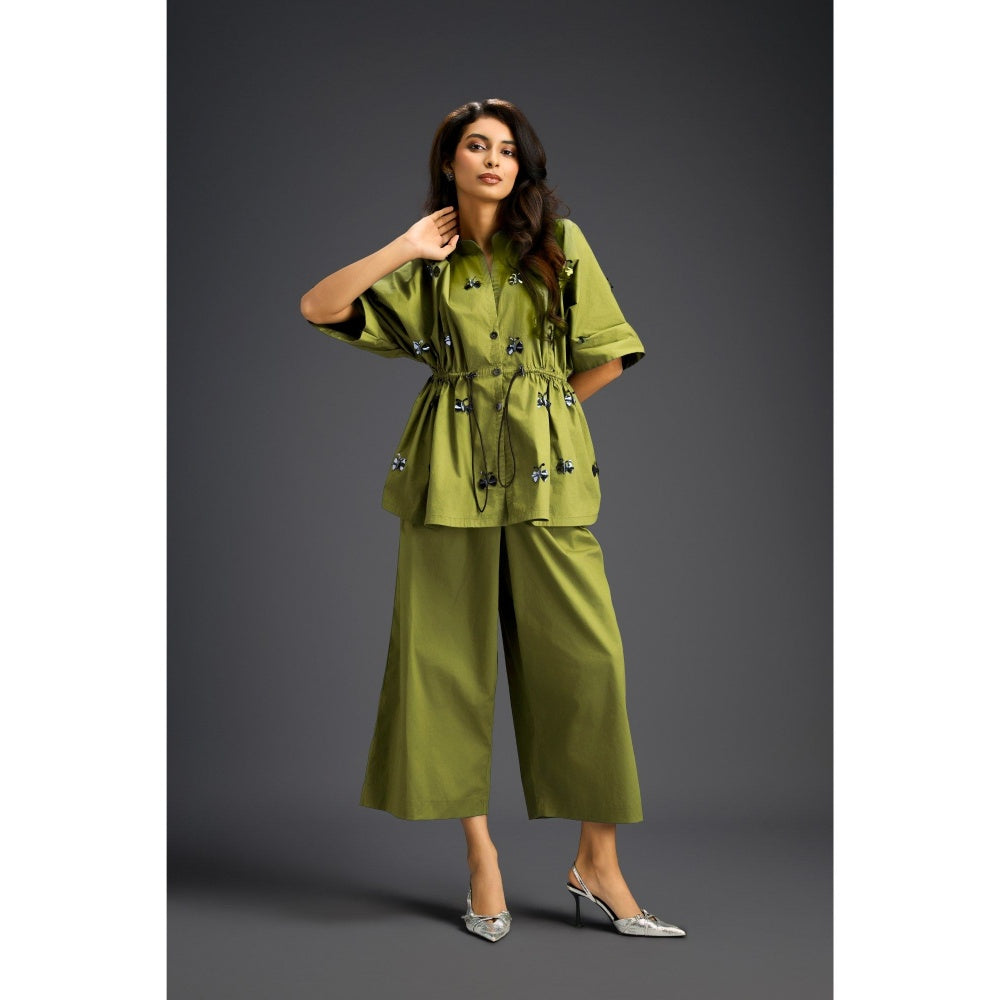 Deepika Arora Green Embellished/Sequined Co-Ord (Set of 2)